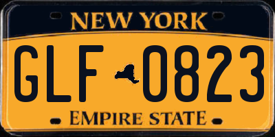 NY license plate GLF0823