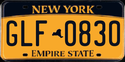 NY license plate GLF0830