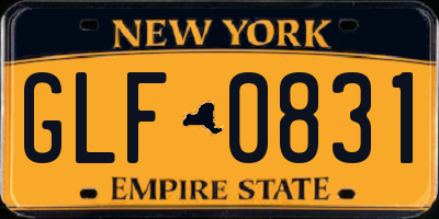 NY license plate GLF0831