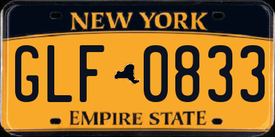 NY license plate GLF0833