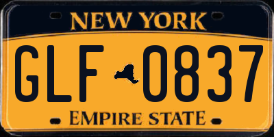 NY license plate GLF0837