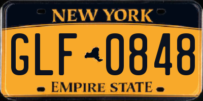 NY license plate GLF0848