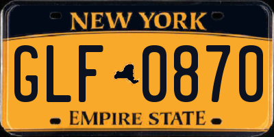 NY license plate GLF0870