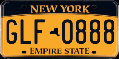 NY license plate GLF0888