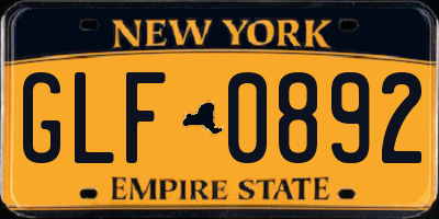 NY license plate GLF0892