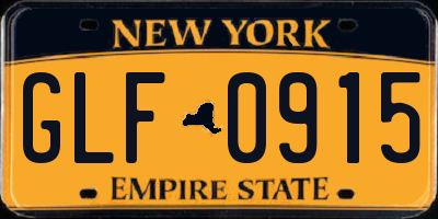 NY license plate GLF0915