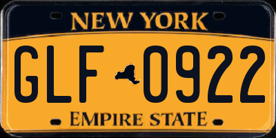NY license plate GLF0922