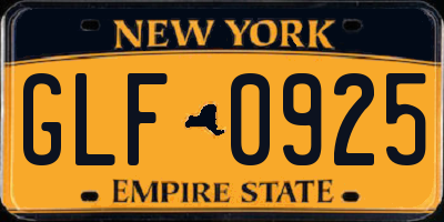 NY license plate GLF0925