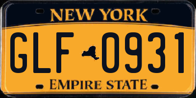 NY license plate GLF0931