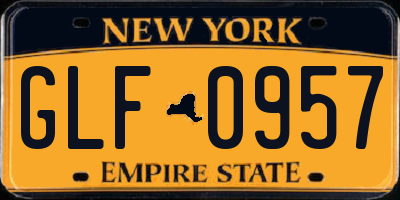 NY license plate GLF0957