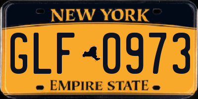 NY license plate GLF0973