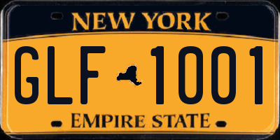 NY license plate GLF1001