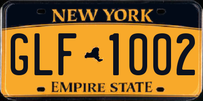 NY license plate GLF1002