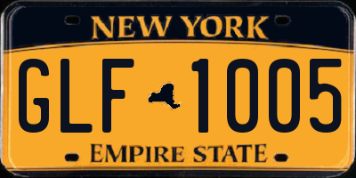 NY license plate GLF1005