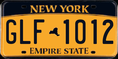 NY license plate GLF1012