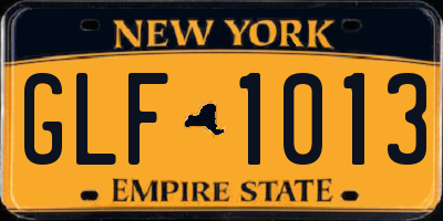 NY license plate GLF1013