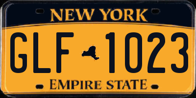 NY license plate GLF1023