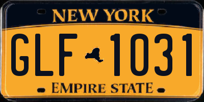 NY license plate GLF1031