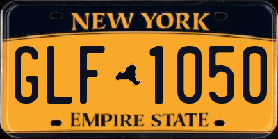 NY license plate GLF1050