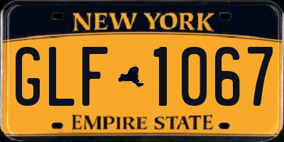 NY license plate GLF1067