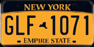 NY license plate GLF1071