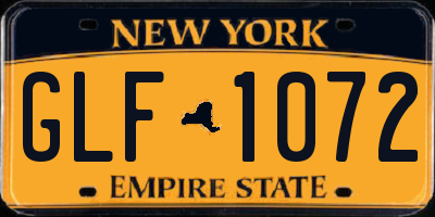 NY license plate GLF1072
