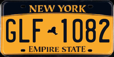 NY license plate GLF1082