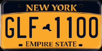 NY license plate GLF1100