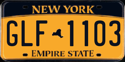 NY license plate GLF1103