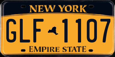NY license plate GLF1107