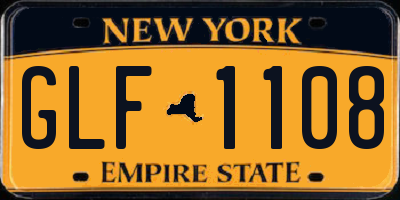 NY license plate GLF1108