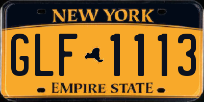 NY license plate GLF1113