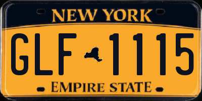 NY license plate GLF1115