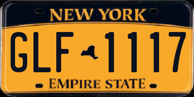 NY license plate GLF1117
