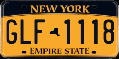NY license plate GLF1118