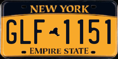 NY license plate GLF1151