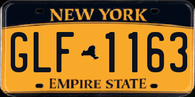 NY license plate GLF1163