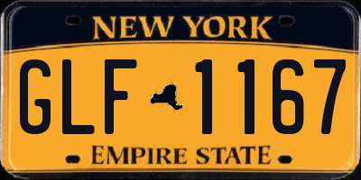 NY license plate GLF1167