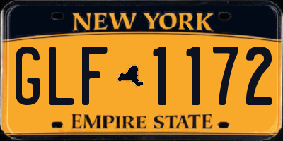 NY license plate GLF1172