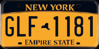 NY license plate GLF1181