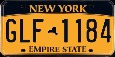 NY license plate GLF1184