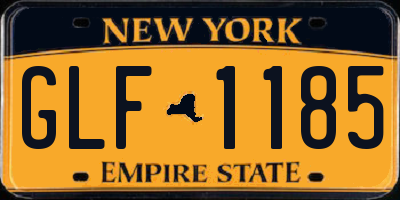 NY license plate GLF1185