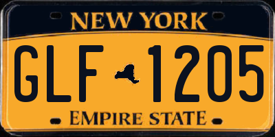NY license plate GLF1205