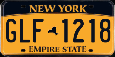 NY license plate GLF1218
