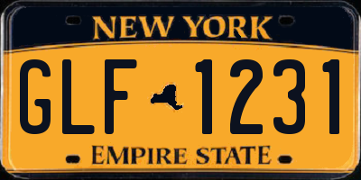 NY license plate GLF1231