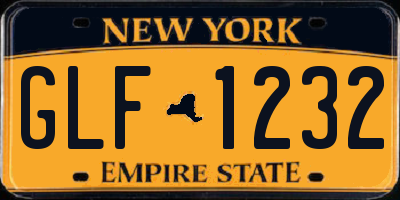 NY license plate GLF1232