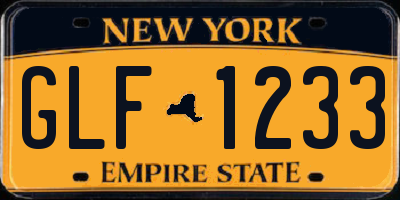 NY license plate GLF1233