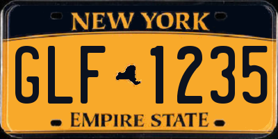 NY license plate GLF1235