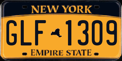 NY license plate GLF1309