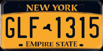 NY license plate GLF1315